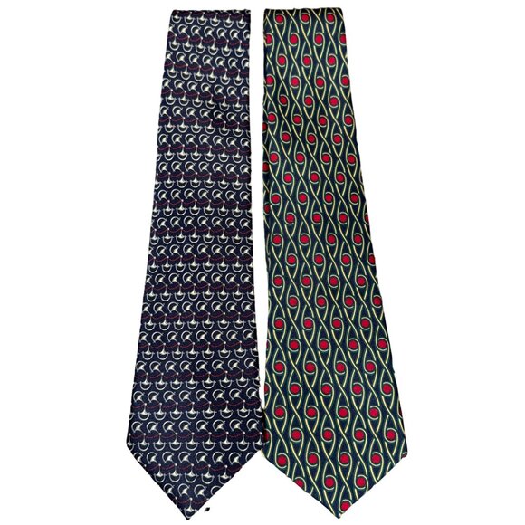 2 X Rene Chagal Men Handmade Necktie Tie Myung Ju Silk Black Red Foulard 56x3.75 - Picture 9 of 9